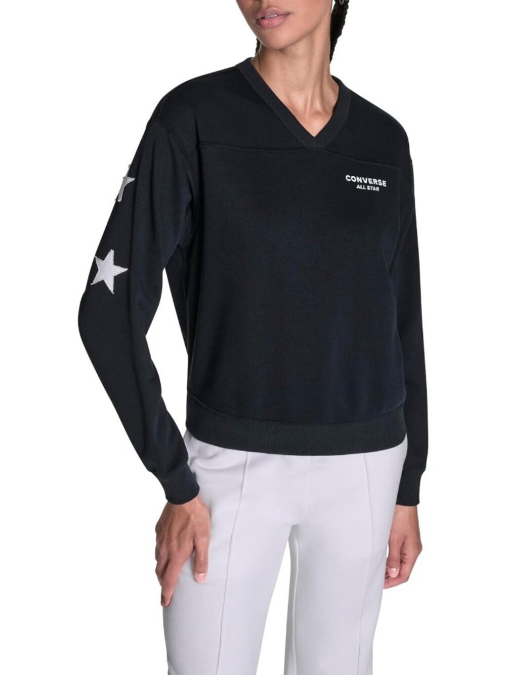 Casual V-Neck Sweatshirt for Women | Trendy Chuck Star Style, Cozy & Stylish